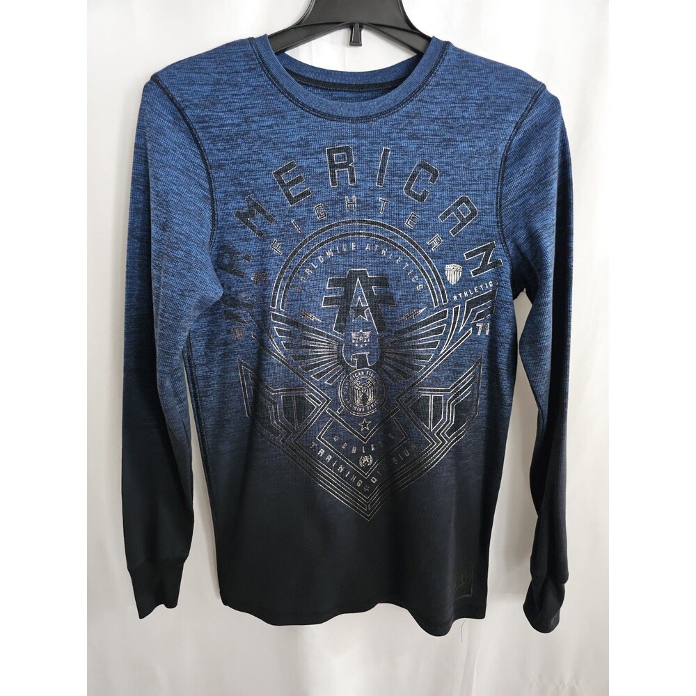 AMERICAN FIGHTER Shirt Mens Long Sleeve T-Shirt Blue Size Medium